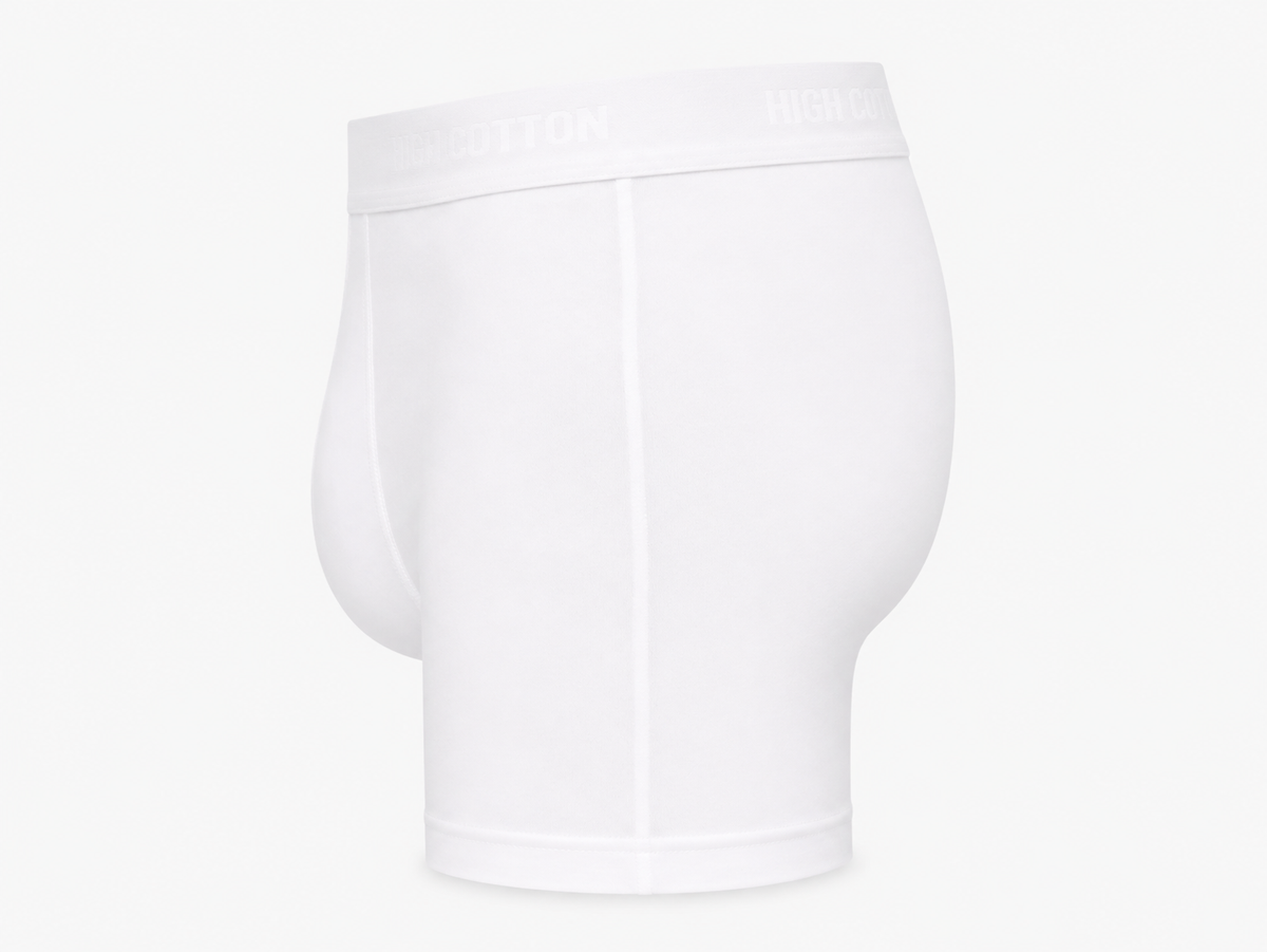 Men’s 100% Cotton Boxer Briefs – White