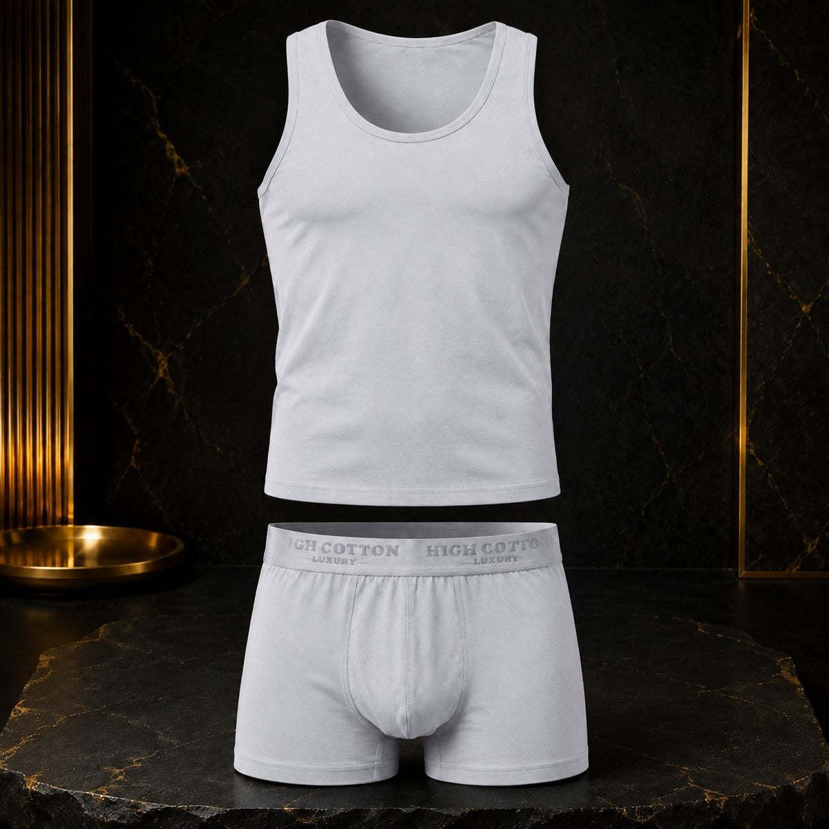 Men’s Cotton Sleeveless Undershirt & Boxer Set – Colors