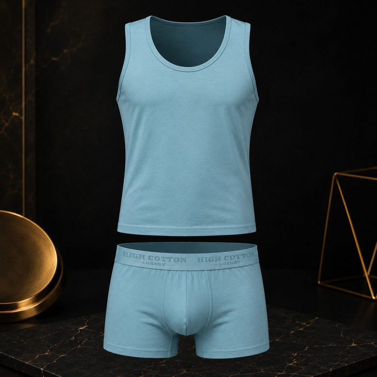 Men’s Cotton Sleeveless Undershirt & Boxer Set – Colors