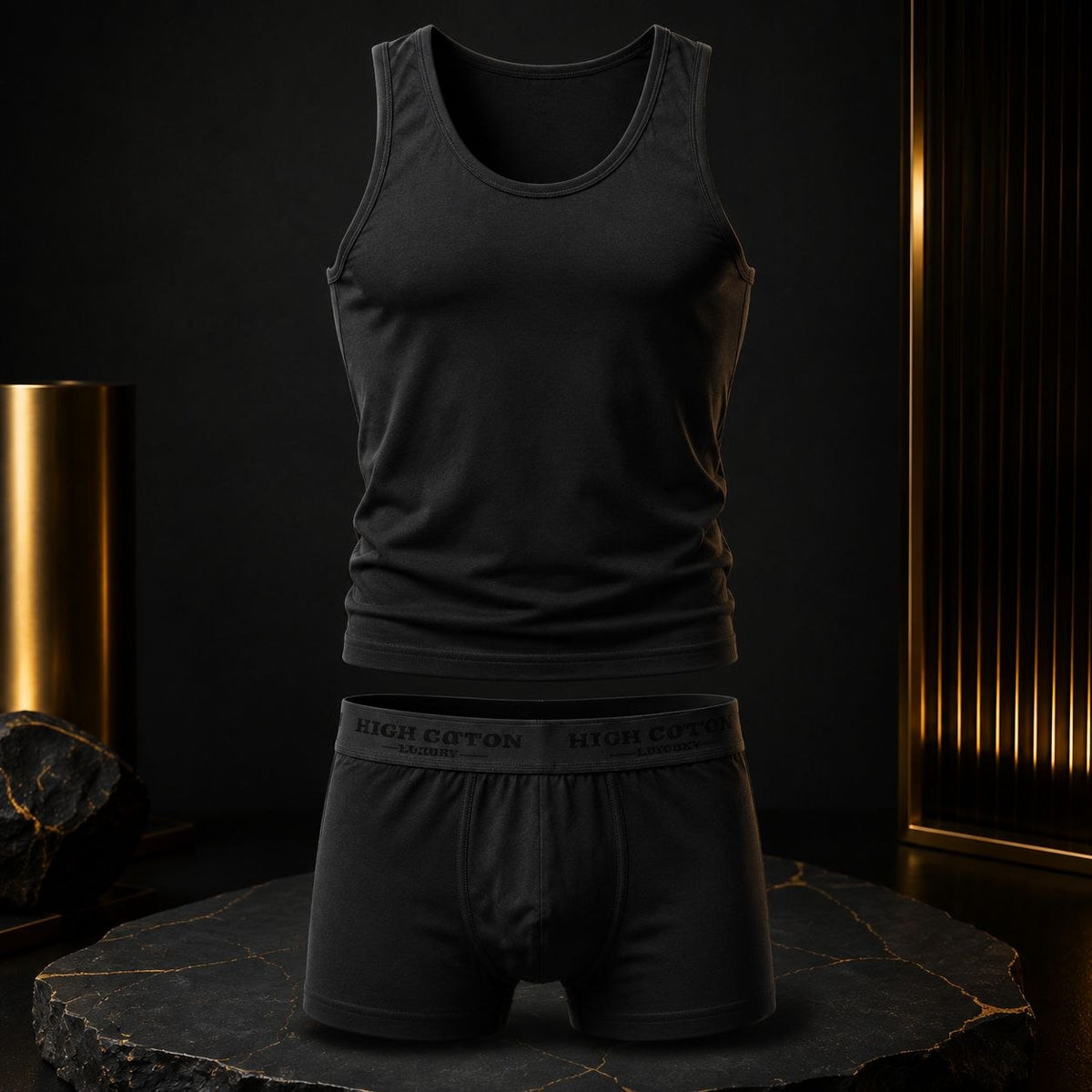 Men’s Cotton Sleeveless Undershirt & Boxer Set – Colors