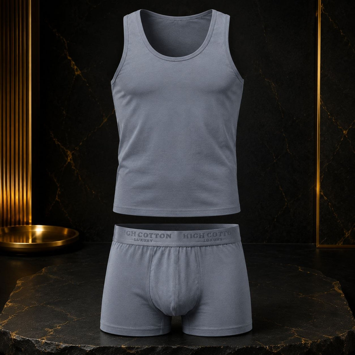 Men’s Cotton Sleeveless Undershirt & Boxer Set – Colors