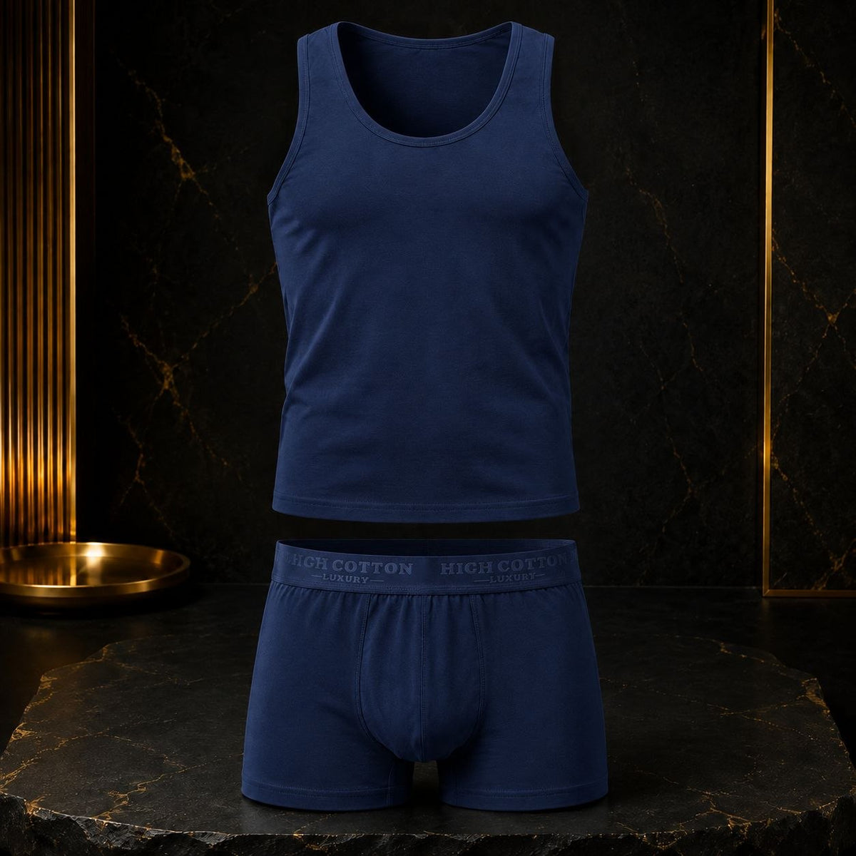 Men’s Cotton Sleeveless Undershirt & Boxer Set – Colors